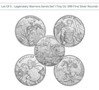 Lot of 5 - Legendary Warriors Series Set 1 Troy oz .999 Fine Silver Rounds