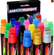 Acryl Marker, 15 mm Jumbo -Filztipp, 18 farben wasserdichte Lackierstifte zum Ma