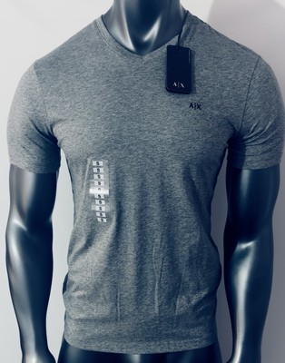 New Armani Exchange Men's Regular  Fit V Neck Logo  Short Sleeve Shirt