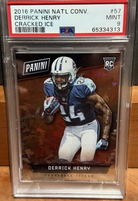 2016 PANINI NAT’L CONVENTION DERRICK HENRY CRACKED ICE 16/25 RC PSA 9 MINT