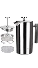 Secura French Press Coffee Maker, 304 Grade Stainless Steel 34oz Silver New Open