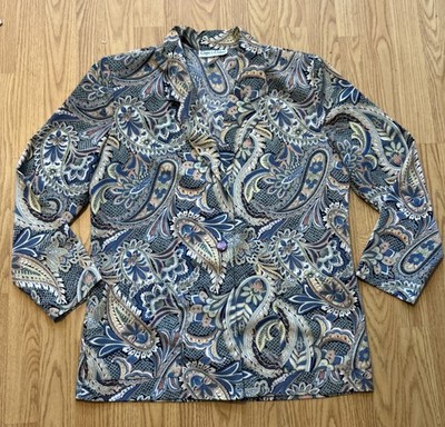 Drapers And Damons Jacket Size Medium Blue Paisley Vintage Made In USA Blazer