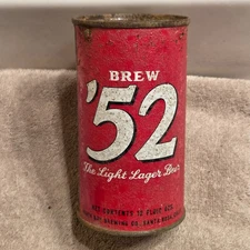1950s BREW '52, flat top beer can, NORTH BAY (Grace Bros) Santa Rosa, California