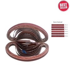 24-Pack  Aluminum Oxide Sanding Belts - Assorted Grits for All Projects