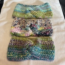 Crochet Handmade Twist Headband/Ear Warmer 3 pack Mosaic