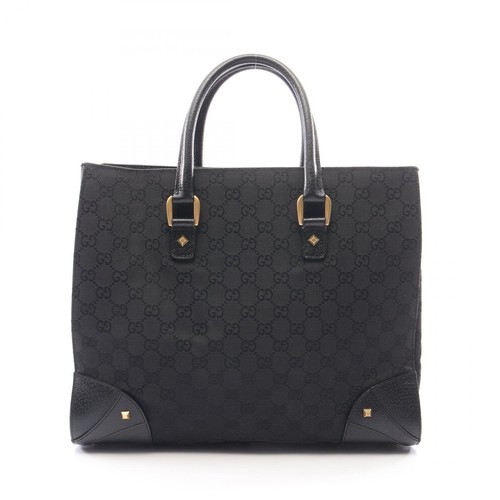 Gucci Gg Canvas Handbag Bag Leather Ladies Black 120897 Used