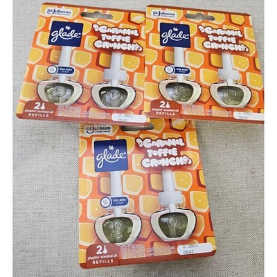 Glade PlugIns Scented Oil Refills Caramel Toffee Crunch 6 Count Lot of 3 Packs