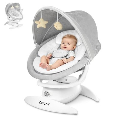Infant Electric Swing 5 Speeds 3 Modes Up to 25 lbs White