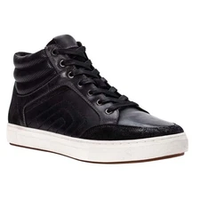 Propet Mens Kenton High Top Sneakers US 8 XXWide Black White Leather NIB