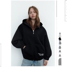 ZARA HOODIE MADE OF DENSE SYNTHETIC FABRIC Size S NEW WITH TAG