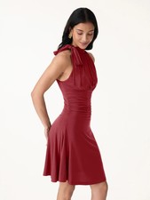 OGL Milky Matte Mockneck Bow Tie Ruched Mini Bra Dress - Chose your favorite