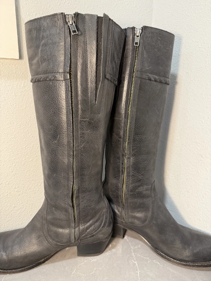 Botas altas de cuero ARIAT Remington para mujer talla 10 borlas negras vaquera occidental Foto 3 de 4