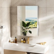Bathroom Cabinet with Mirror: Wall Vanity Cabinets Medicine Storage Shelves