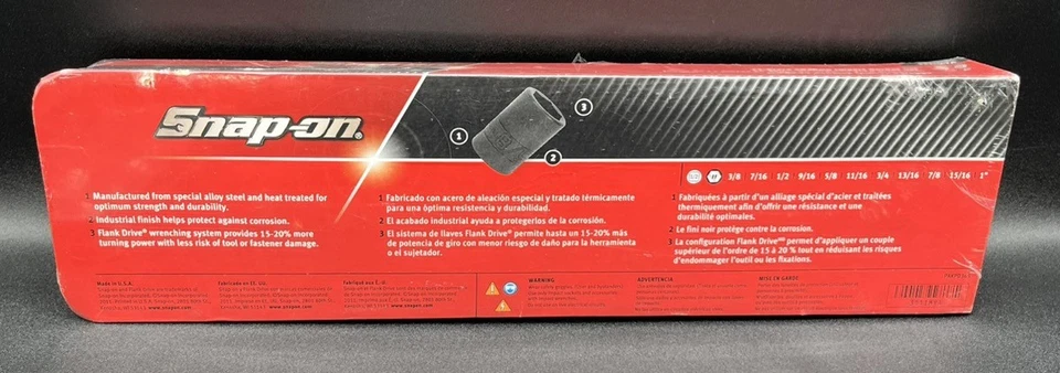 SNAP-ON 311IMYA 1/2" DRIVE 3/8" - 1" 6-POINT SHALLO IMPACT SOCKET SE (MVP033892) - Image 3 of 3
