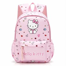Hello Kitty Pink Backpack 17" Large Cute Girl School Bag Cartoon Nylon Travel