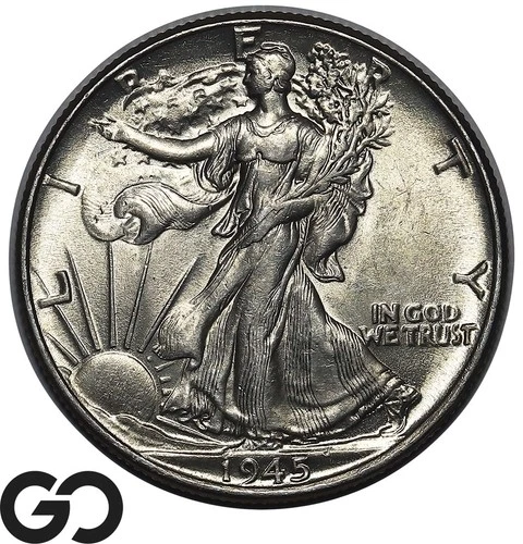 1945 Walking Liberty Half Dollar Gem BU++