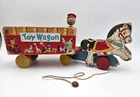 Fisher Price Toy Wagon 131 wood pull toy horses circus VTG 1950s