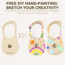 Lyre Harp 7 String DIY Kit Wooden Instrument Handmade Basswood Body Strings Pins