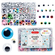 Colorful Googly Eyes Set – 1680 Pieces - 30 Varieties of Small & Large Self A...