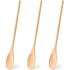 3pcs 12 Inch Long Wooden Spoons Long Handle Wooden Cooking Mixing Oval Spoons Ta
