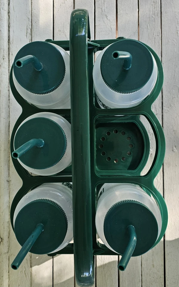 Dicks Sporting Goods Water Bottles 35oz Ea Set Of 5 With Folding Carrier Holds 6 - Image 3 of 4