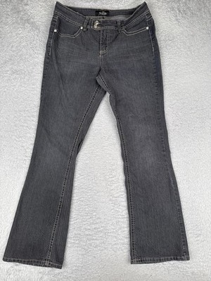 Royalty By YMI Jeans Womens 10 Mid Rise Straight Charcoal Wash Rhinestone 30x32