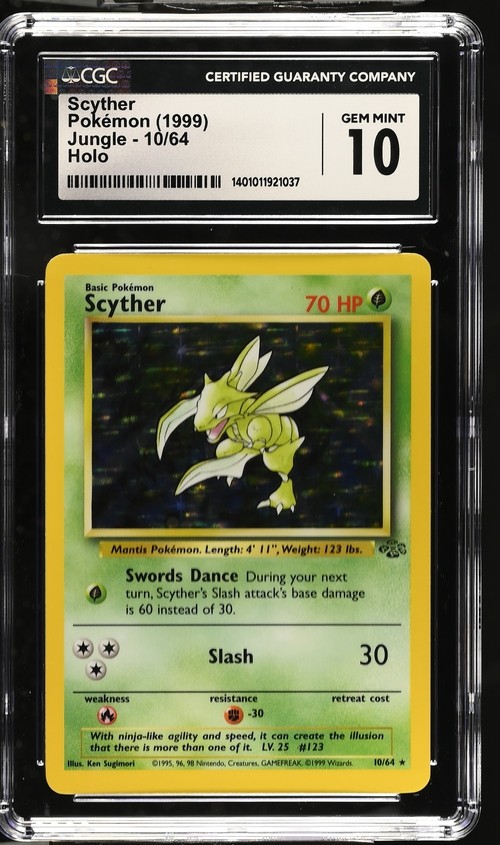 CGC 10 GEM MINT Scyther 1999 Jungle 10/64 Holo Pokemon Card