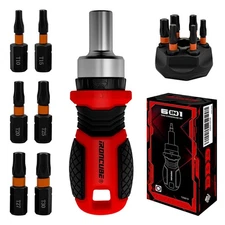 Magnetic Torx Screwdriver 6in1 Multi Bit Drive Interchangeable Ratchet Handle