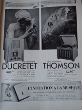 TSF DUCRETET électrophone LULLI THOMSON + WATERMAN N°84 pub ILLUSTRATION 1936 eb