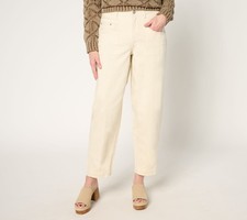 Fashion Women's Pants Sz 10 Regular Color Barrel Leg Ankle Jeans White A683886