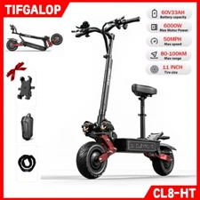 Tifgalop Electric Scooters Adult w/Seat 50MPH 6000W Off Road E-Scooter Folding