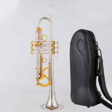 New 9345 Bb Trumpet Instruments Surface Golden Silver Plated Brass plays trumpet