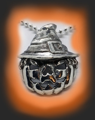 Halloween Kürbis Hexe Sterling Silber Anhänger
