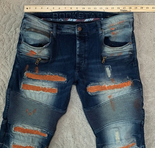 Rockstar Original RSM 214 Ort Andreas Vintage Distressed Zip Size 36 Men’s Jeans - Picture 10 of 11