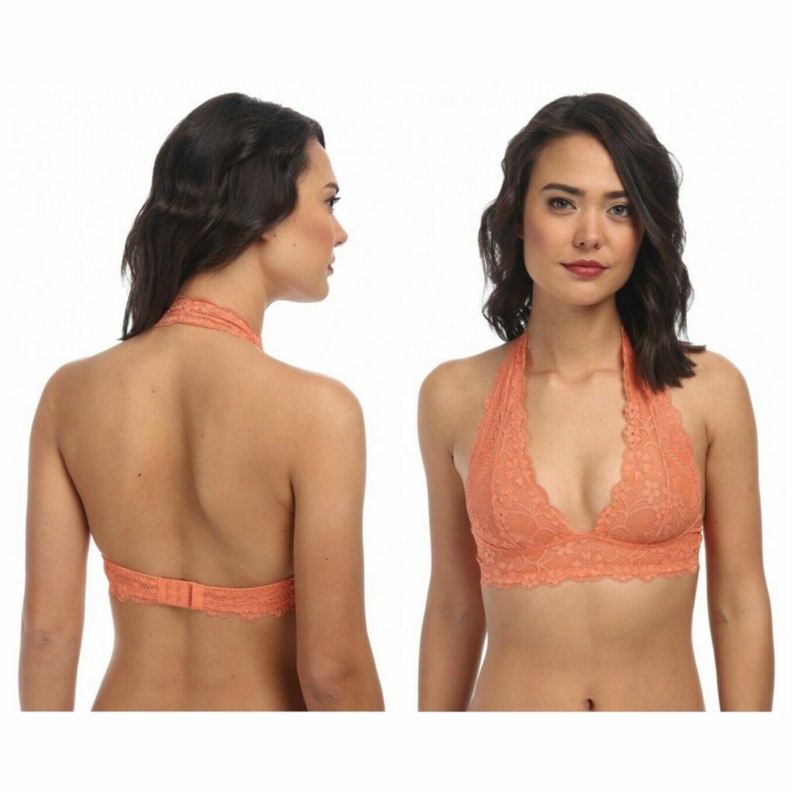 🔥FREE PEOPLE Intimately Galloon Lace Halter Bra Bralette Floral