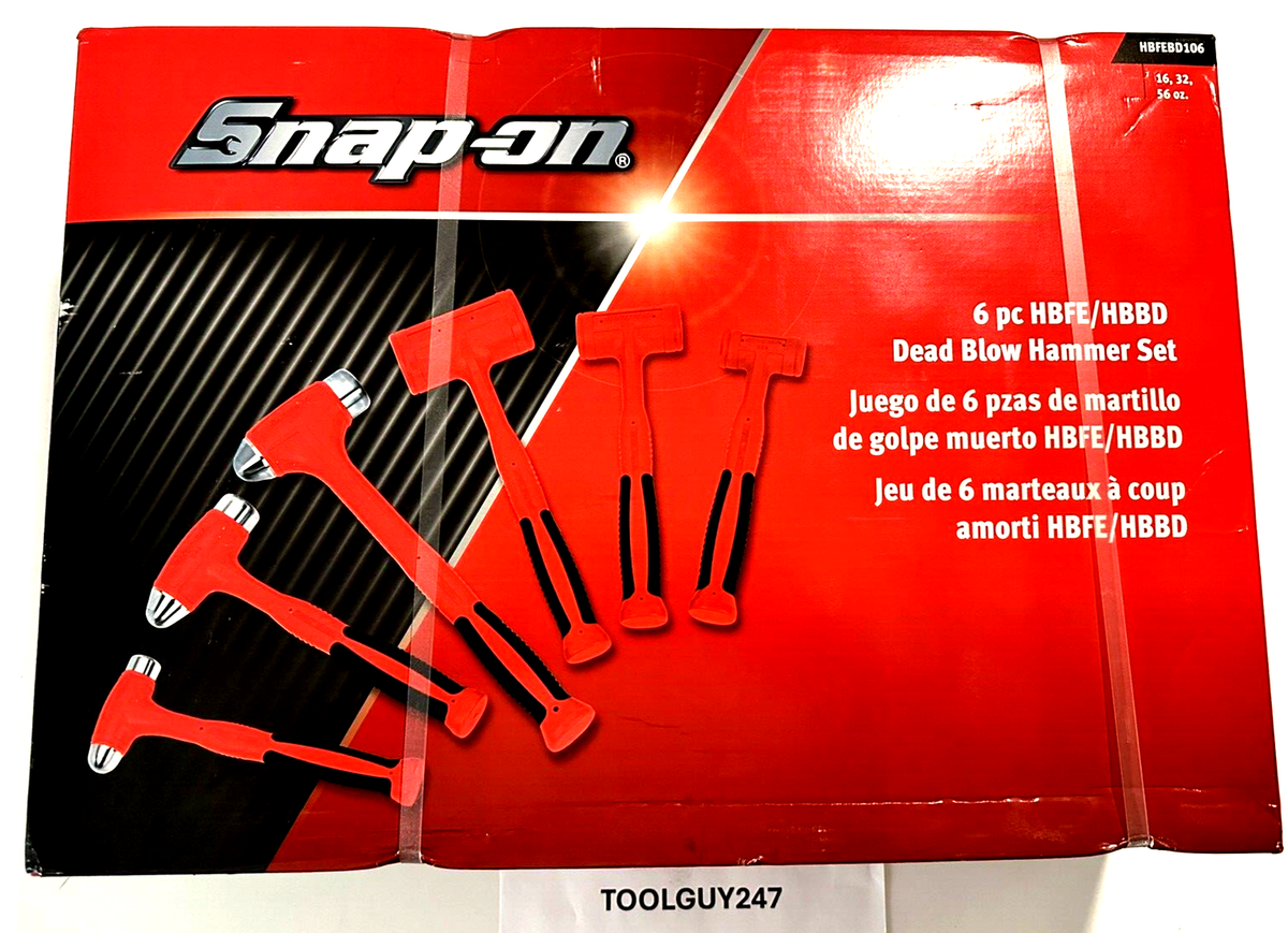 SNAP ON TOOLS HBFEBD106 RED Dead Blow Hammers 6Pc Ball Peen 16oz
