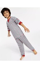 Family Pajamas Matching Kid's Thermal Waffle Holiday Stripe Pajama Set Size 4-5