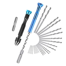 27Pcs Precision Mini Micro Hand Twist Drill Bits Pin Vise Rotary Tools DIY Kit