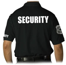 MEN'S PRINTED SECURITY EMBROIDERY BADGE POLICE STAFF UNIFORM COLLAR POLO T-SHIRT