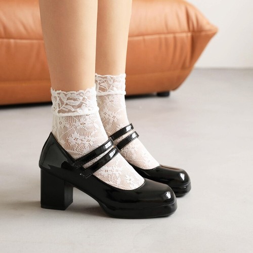 Size US 4-13 Womens Square Toe Mary Jane Chunky Block Heel Strap Shoes Work  Pump | eBay