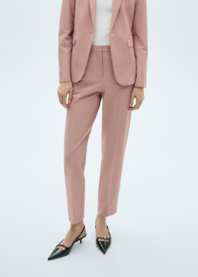 MNG Mango Women's Pale Pink Slim Fit The Regular Trousers Suit Pants Size 34