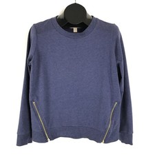 MICHAEL Michael Kors Crew Neck Pullover Sweatshirt Women's Medium Blue Gold Zip