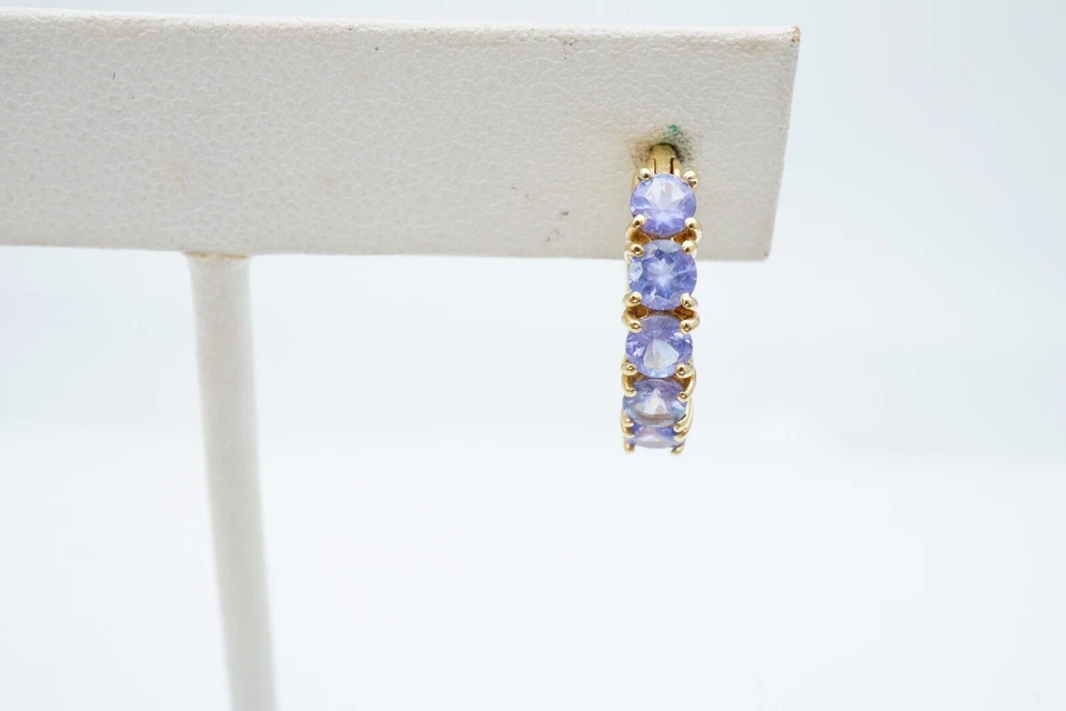 10k Yellow Gold Iolite Hoop Earrings - Image 3 of 4