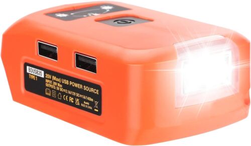 Adaptateur pour chargeur USB de batterie Li-ion noir & Decker 14,4-20v avec lumière de travail à LED - Photo 1 sur 6