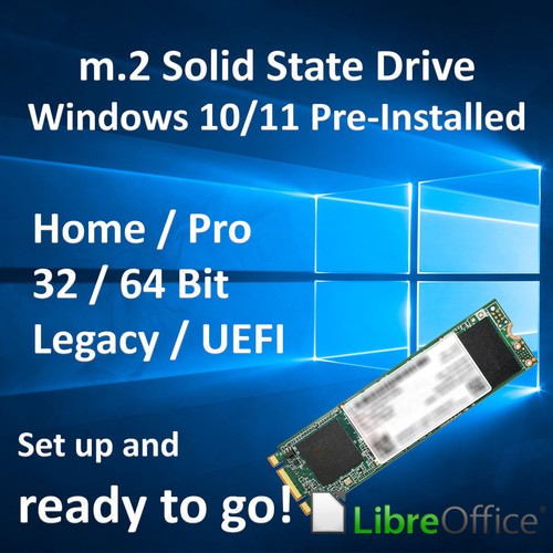 m.2 SSD Windows 10 11 installiert Home Pro 64 Bit UEFI Solid State Laufwerk