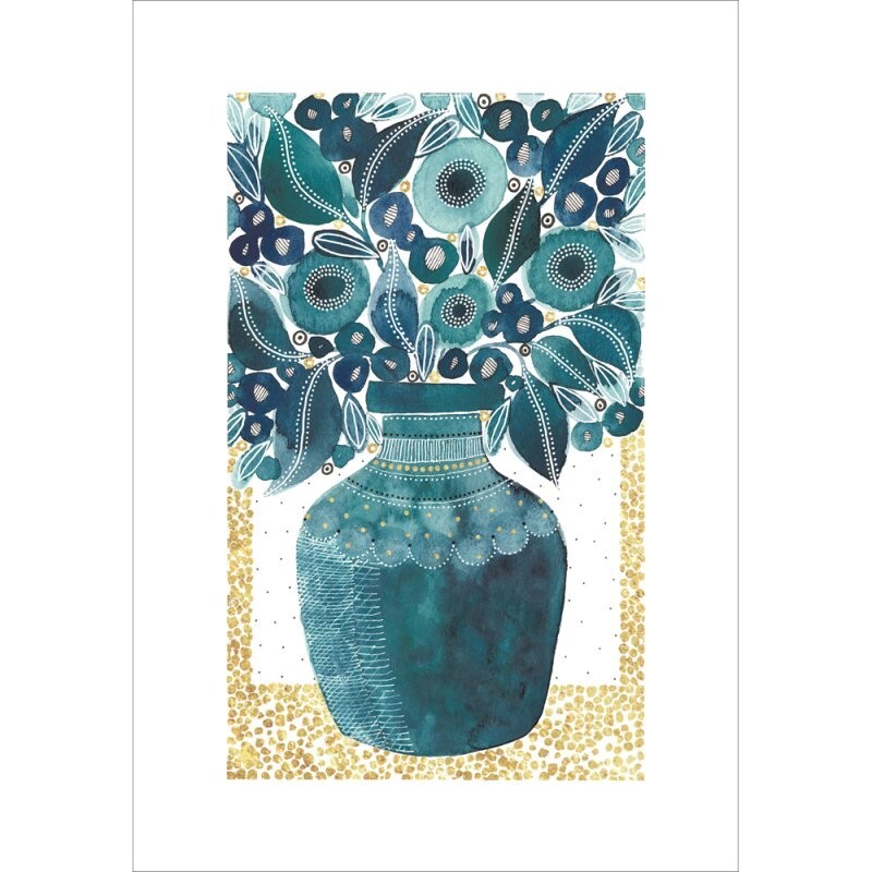 Beautiful Greeting Card Florals - Woodmansterne Blank Foiled Design Birthday Car