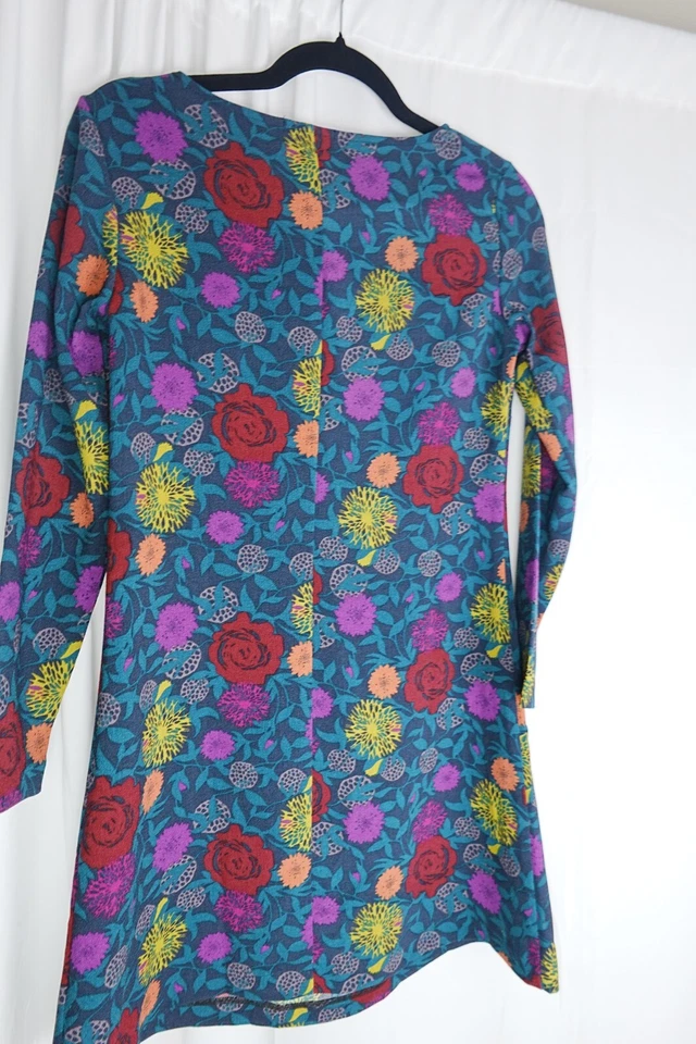 Mini Vestido American Apparel S Azul Estampado Floral Manga Larga Elastizado Bodycon Foto 4 de 4