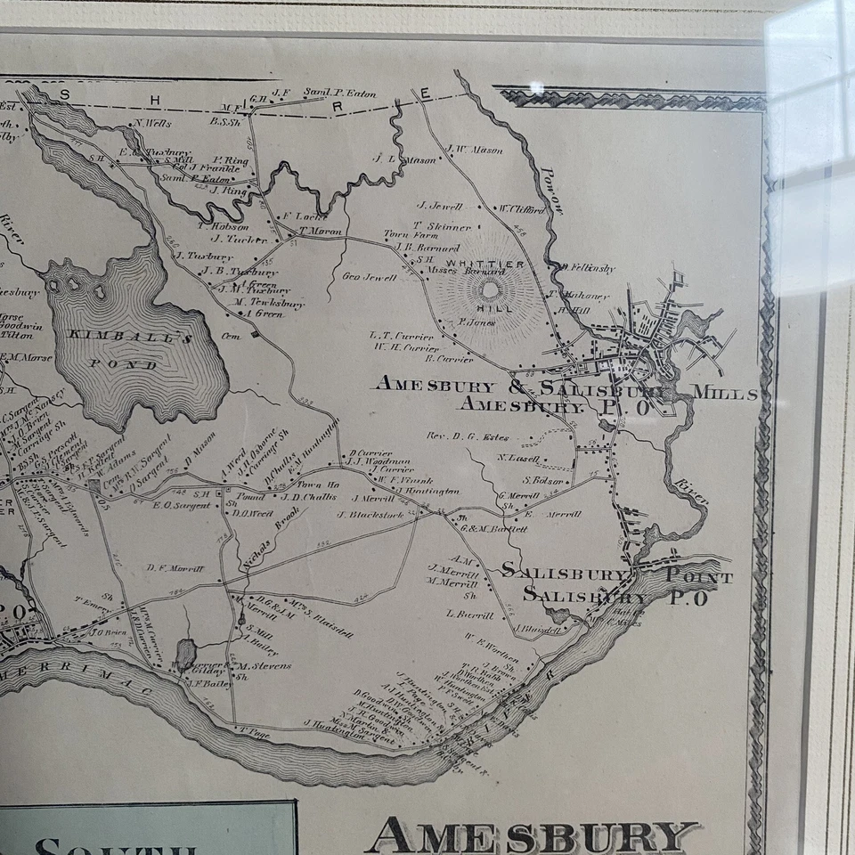 Map of Amesbury, Massachusetts MA - North Shore Framed Antique Atlas Newburyport - Image 4 of 4