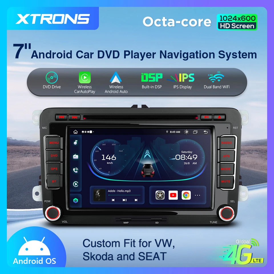 4G LTE Android 14 8-Core Car Play GPS Stereo DVD Radio For VW EOS Golf 5 Passat - Image 4 of 4