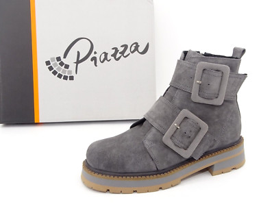 Piazza Plateau Stiefeletten Boots Damenstiefel Schuhe Grau Leder Gr. 41